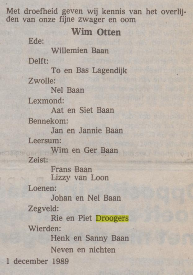Wim overleden